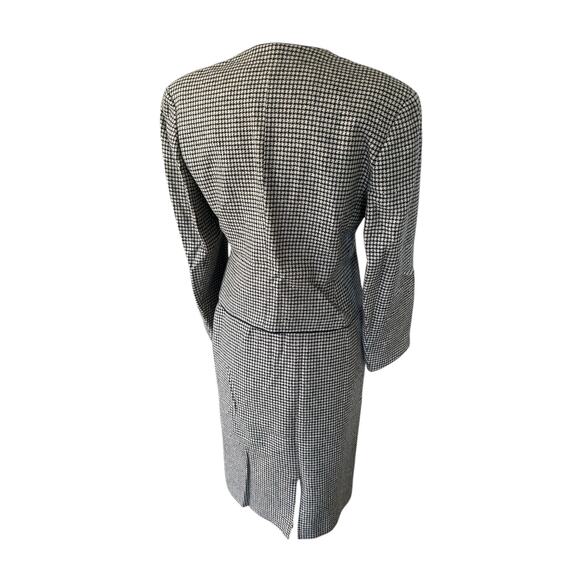 Vintage Miss Pendleton Navy Tan Houndstooth Pencil Skirt Blazer Suit Set sz 10 - Picture 5 of 16